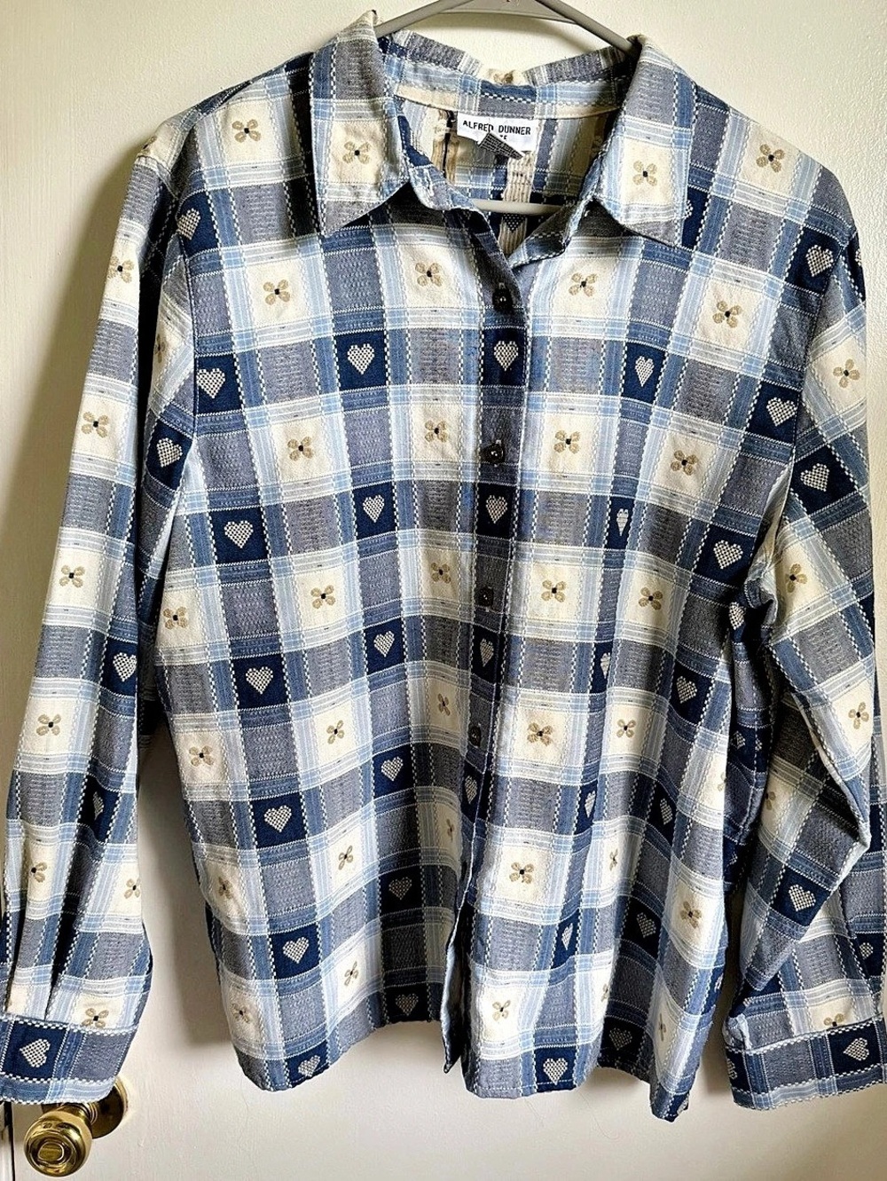 Cottagecore Plaid Button Down in Blue & White Size 16P